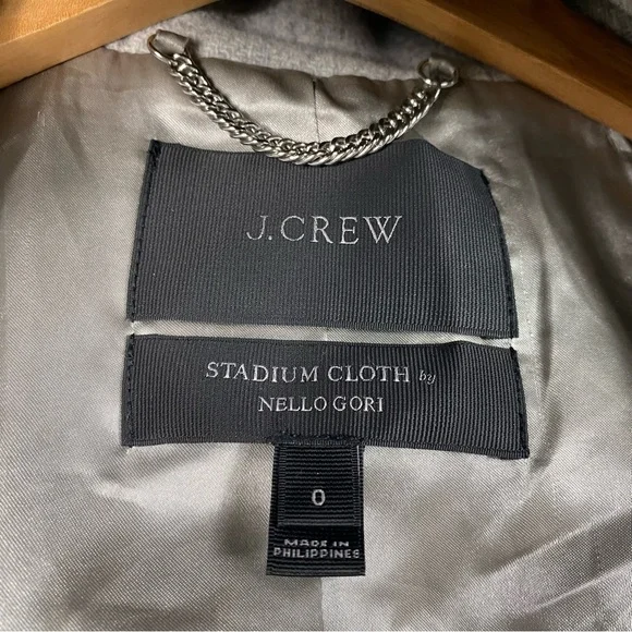 J. Crew Chateau Parka Italian Wool Stadium Cloth Coat B3901 Gray Nello Gori Sz 0 - Picture 8 of 9